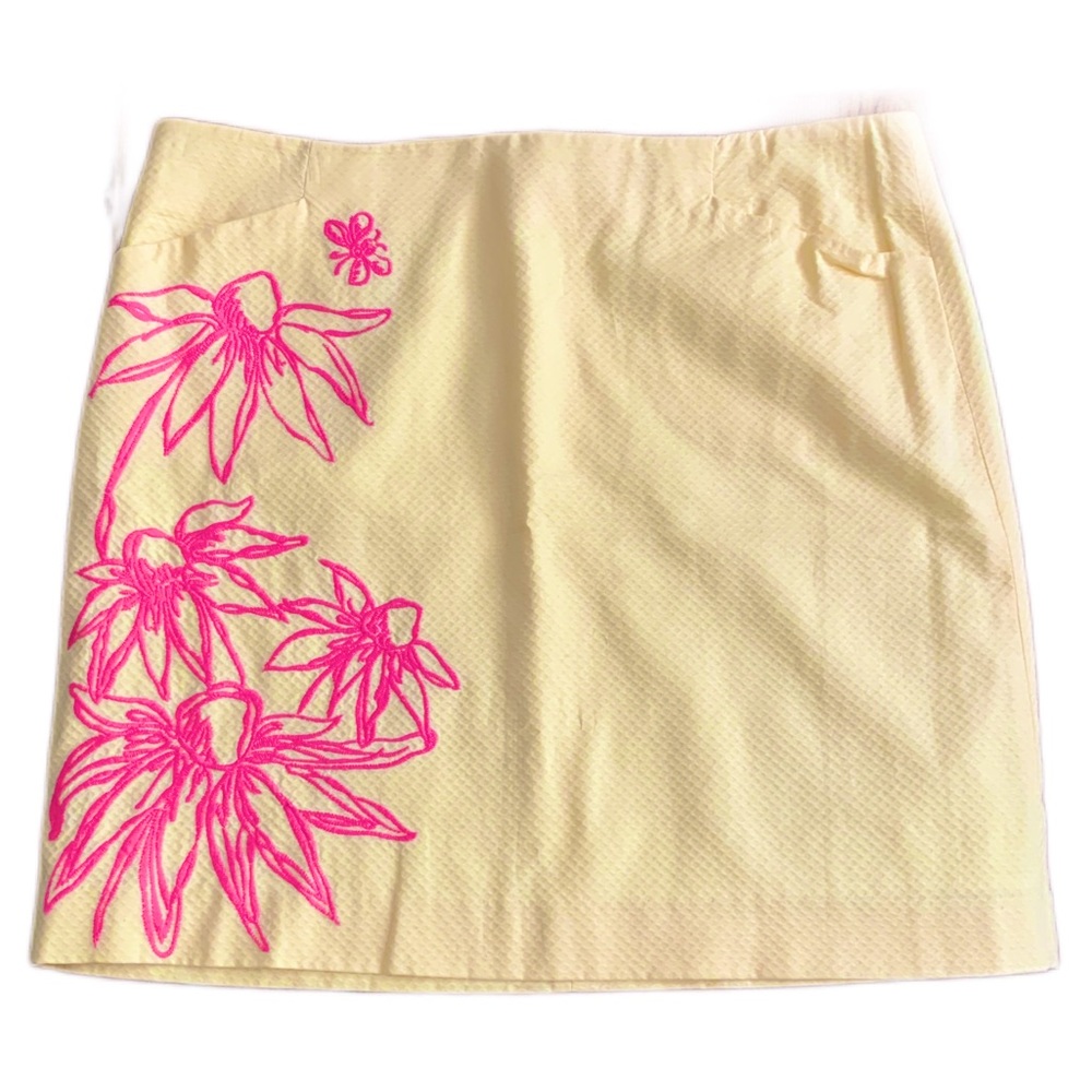 Lilly Pulitzer Pink Floral Embroidered A Line Skirt Size 12